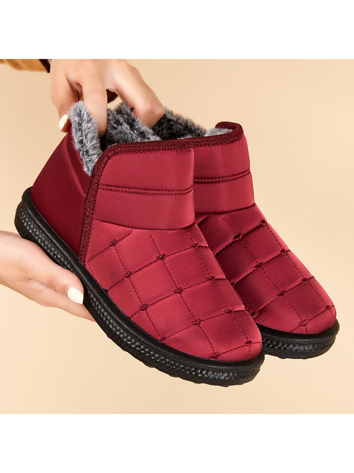 Winter Casual Embossed Slip On Snow Boots