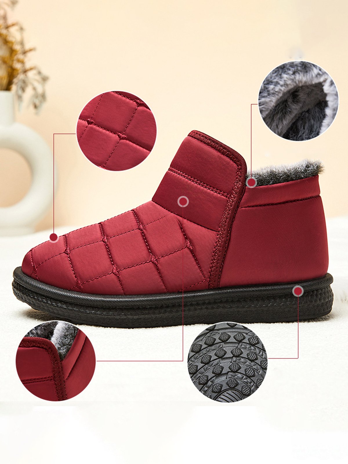 Winter Casual Embossed Slip On Snow Boots