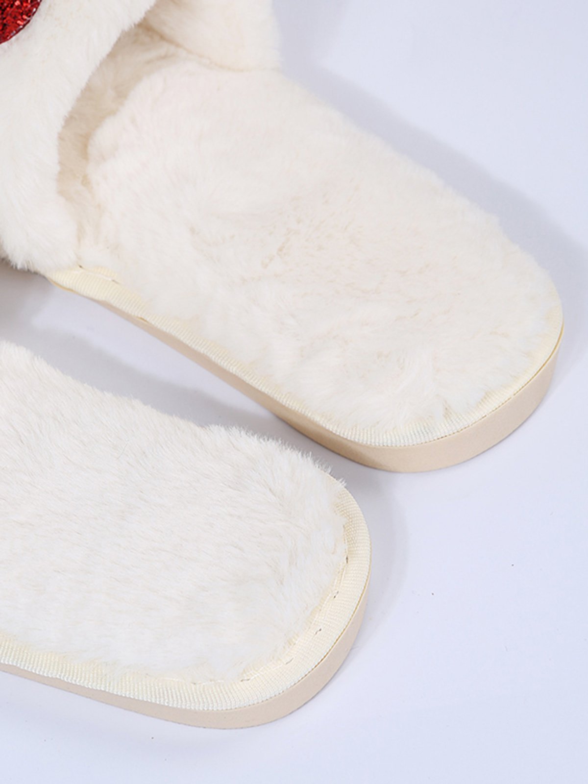 Heart Glitter Decor Fluffy Open-Top Slippers