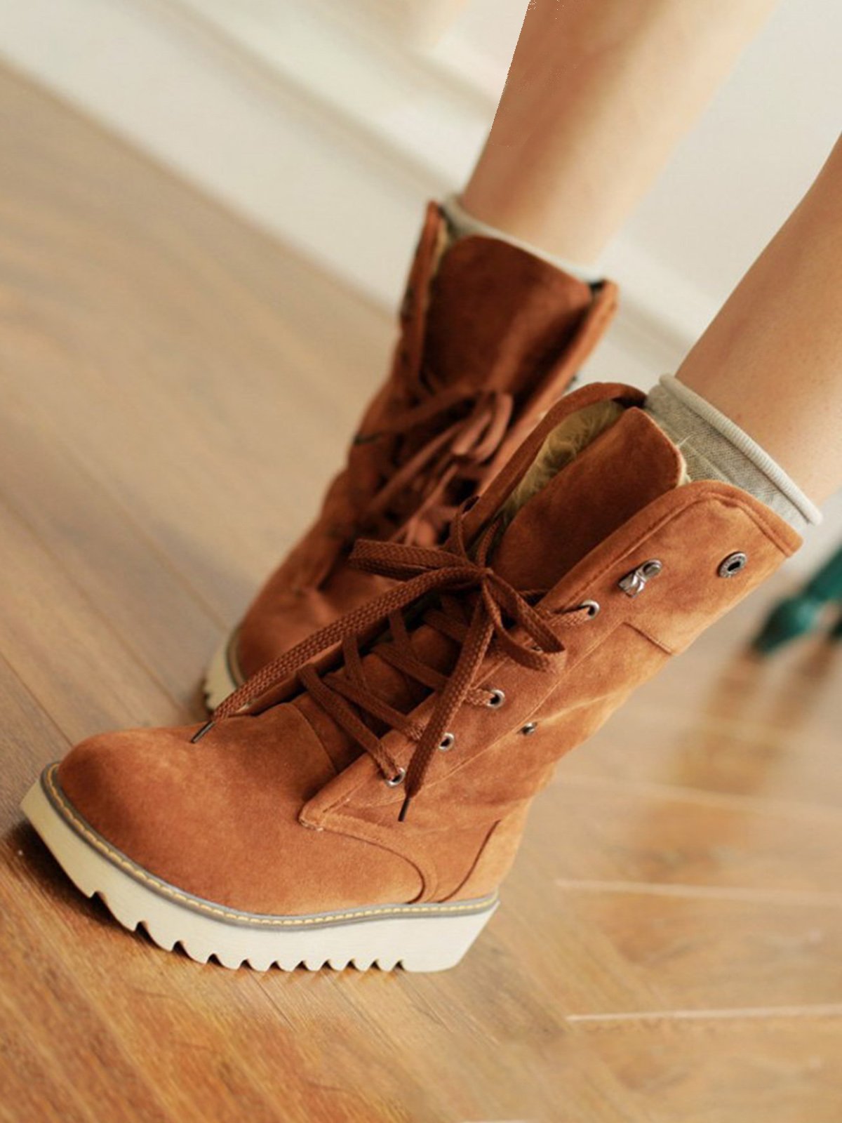 Artificial Suede Upper Long Plush Thermal Boots