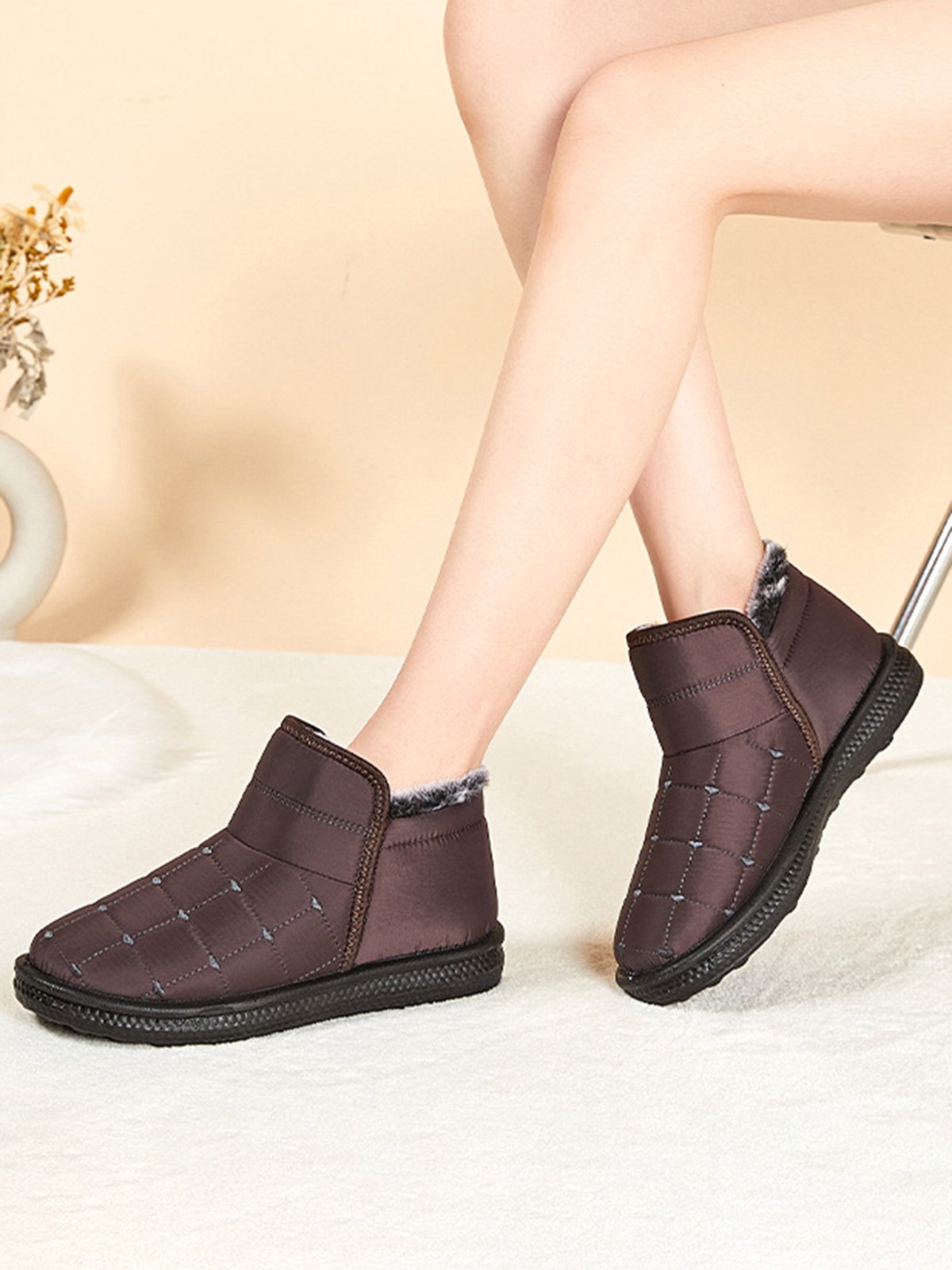 Winter Casual Embossed Slip On Snow Boots