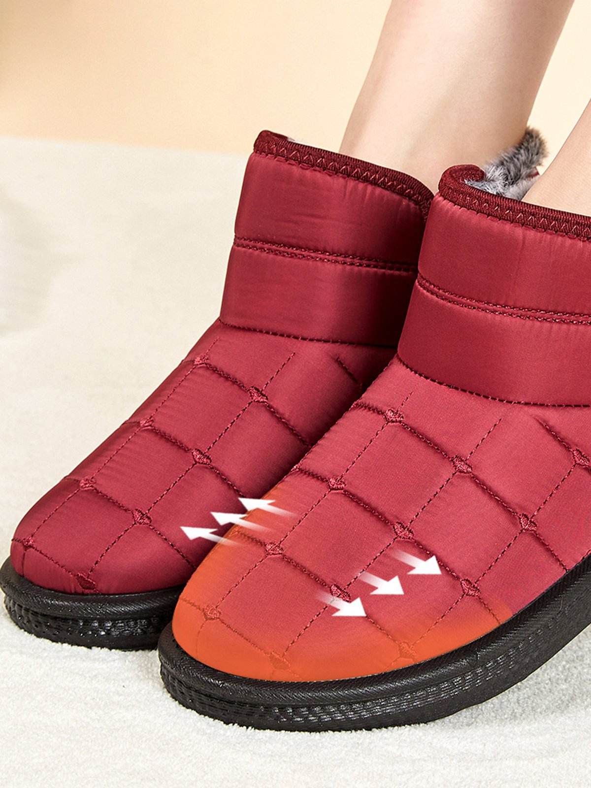 Winter Casual Embossed Slip On Snow Boots