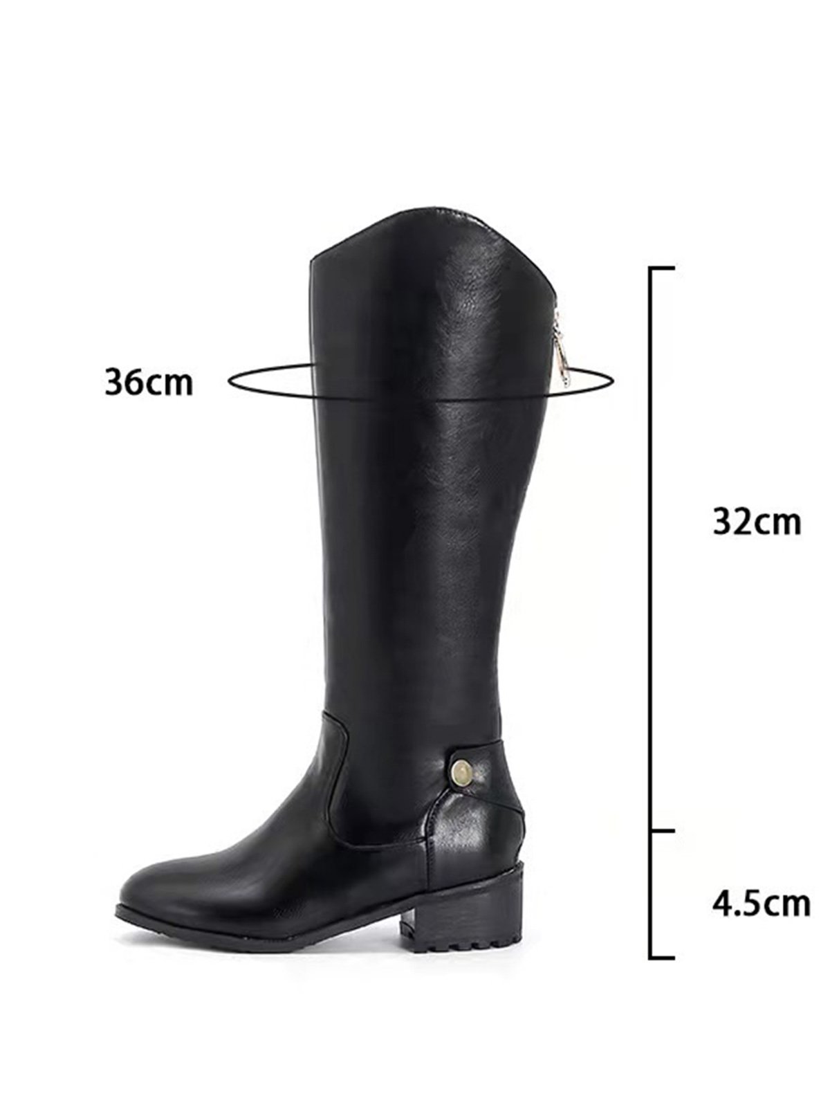 Plus Size Vintage Back Zip Riding Boots with Buckle Decor
