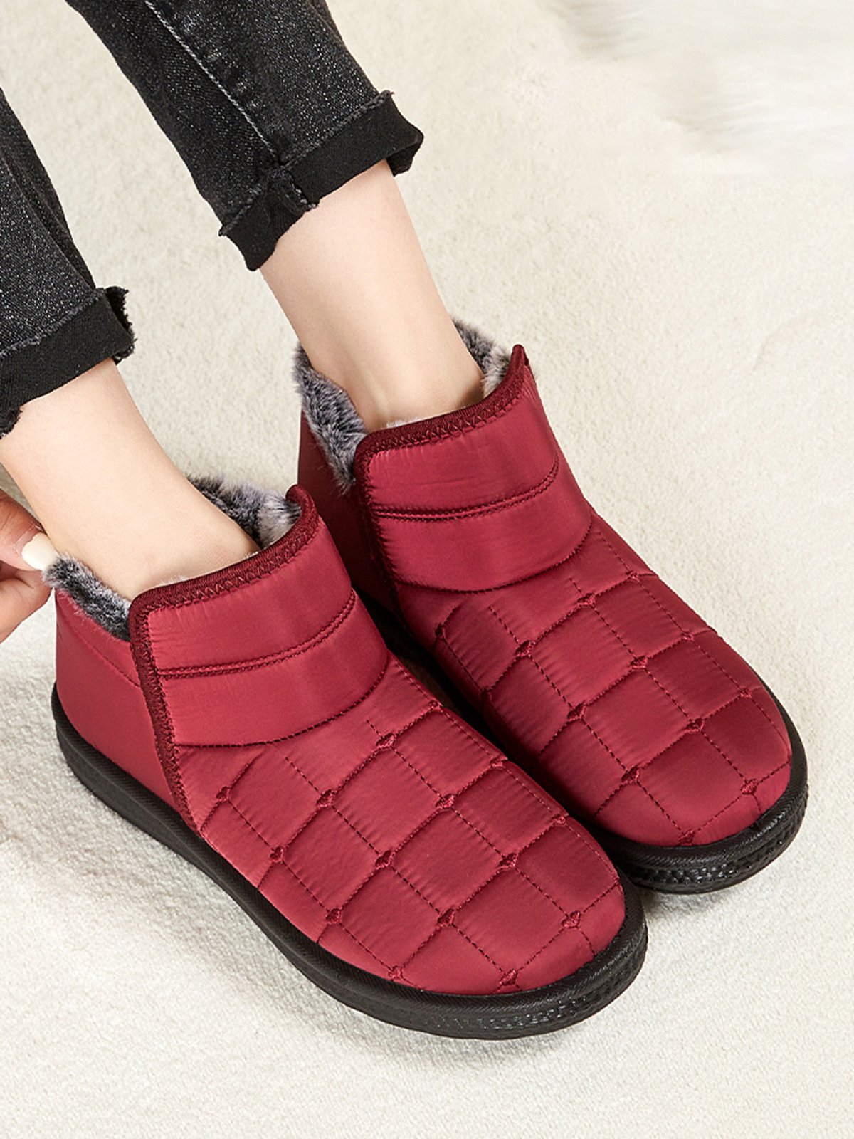 Winter Casual Embossed Slip On Snow Boots