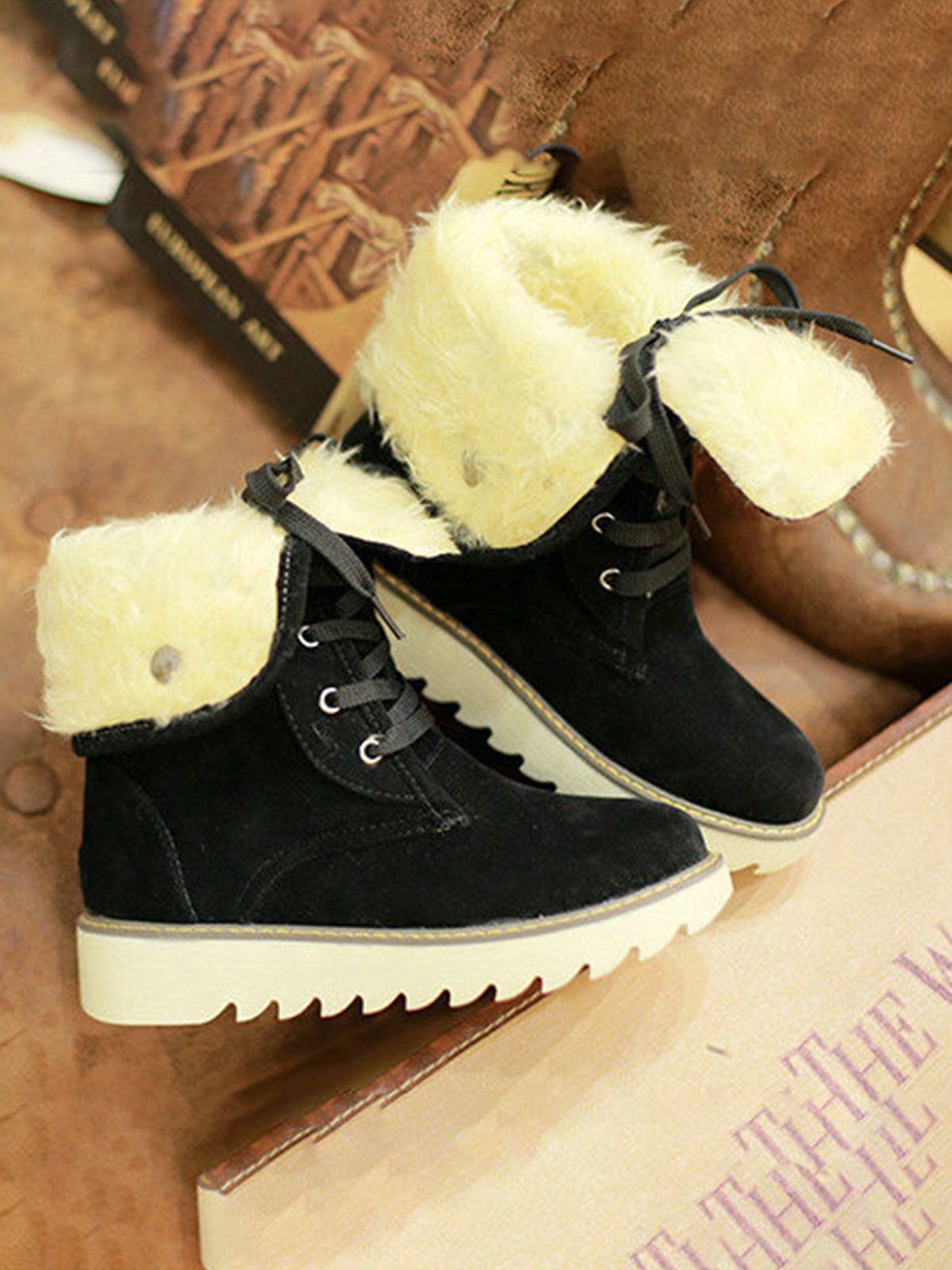 Artificial Suede Upper Long Plush Thermal Boots