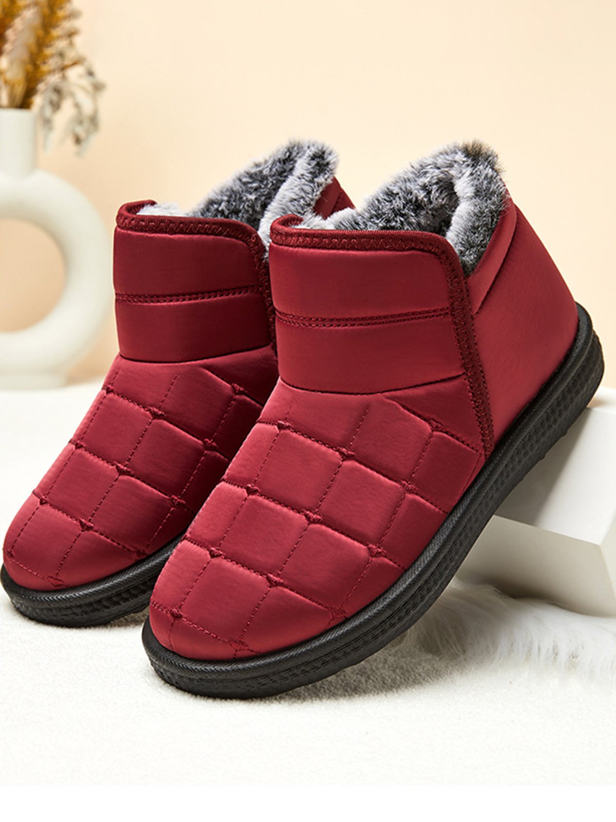 Winter Casual Embossed Slip On Snow Boots