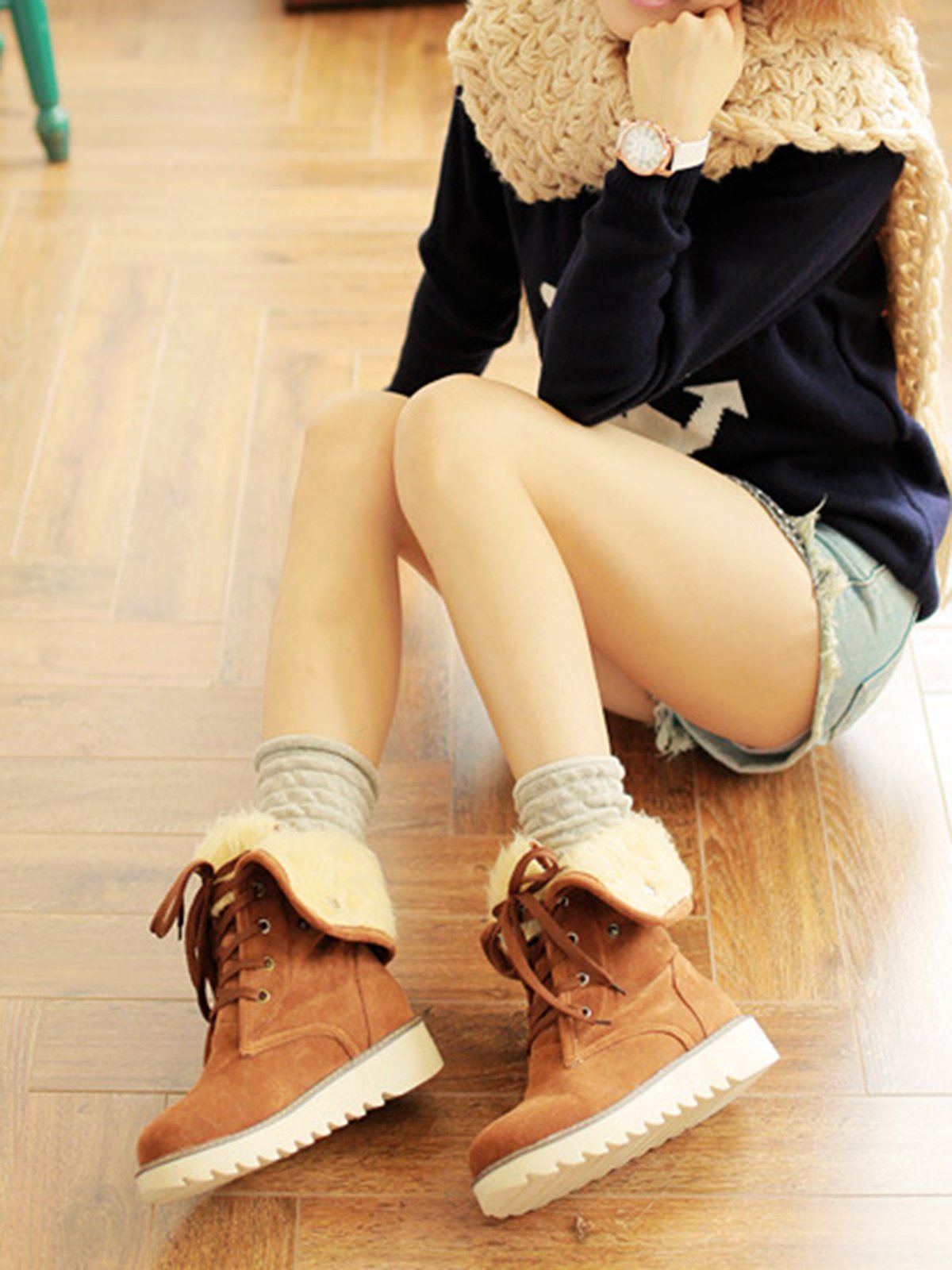 Artificial Suede Upper Long Plush Thermal Boots