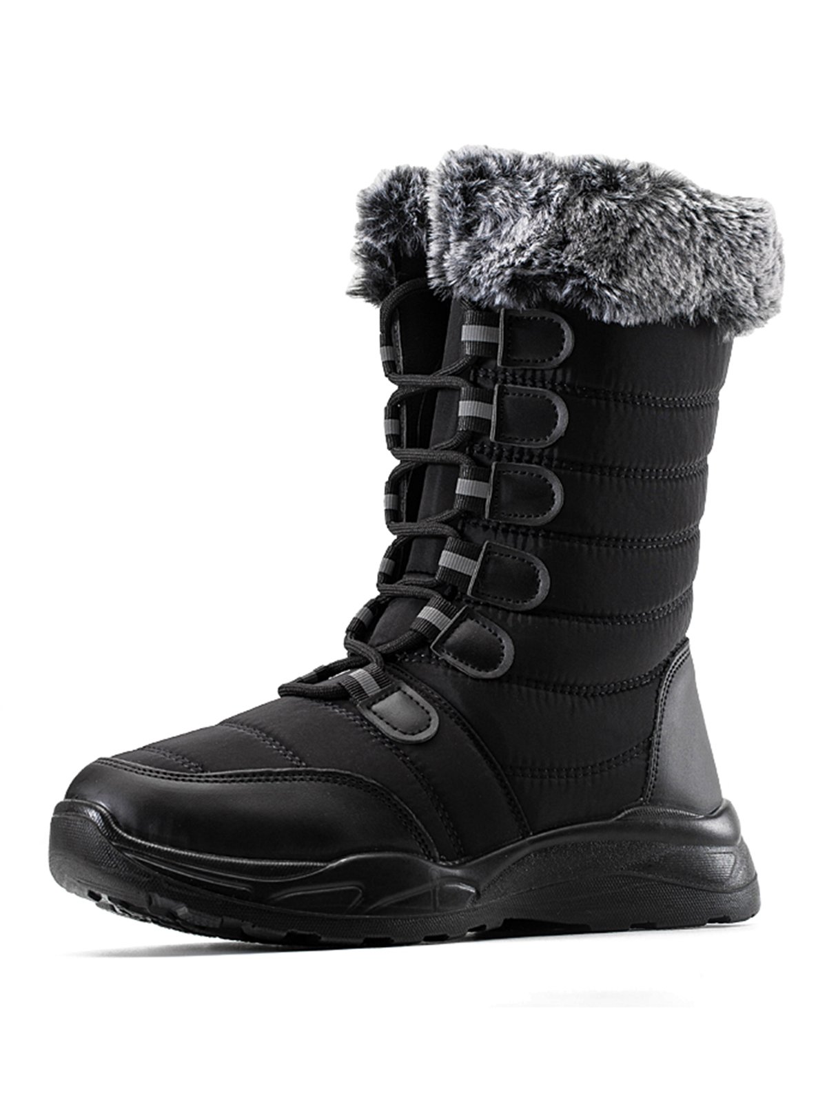 Plus Size Non-Slip Furry Lined Lace-Up Outdoor Boots