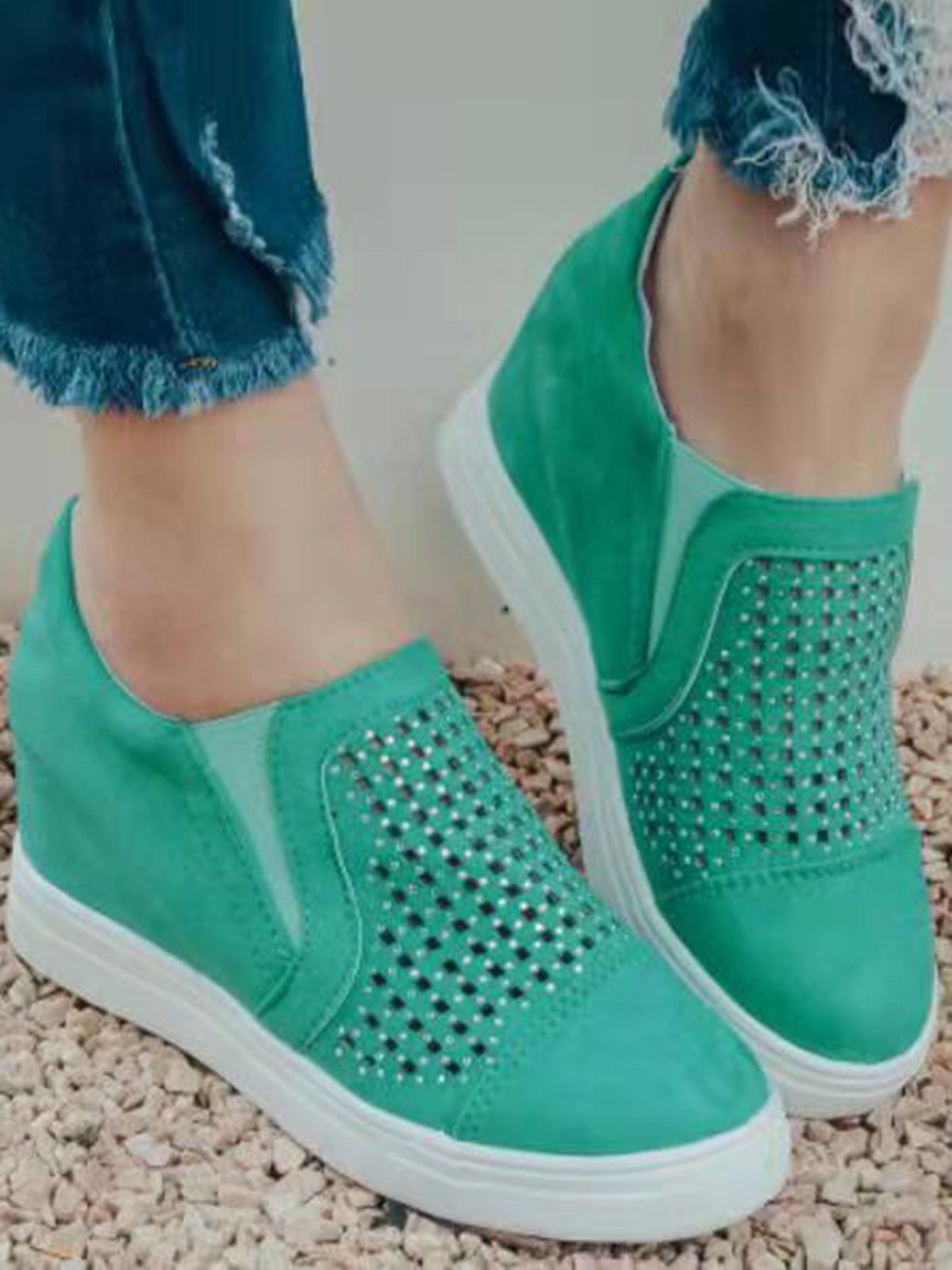 Lightweight Comfort Rhinestone Wedges Footwear