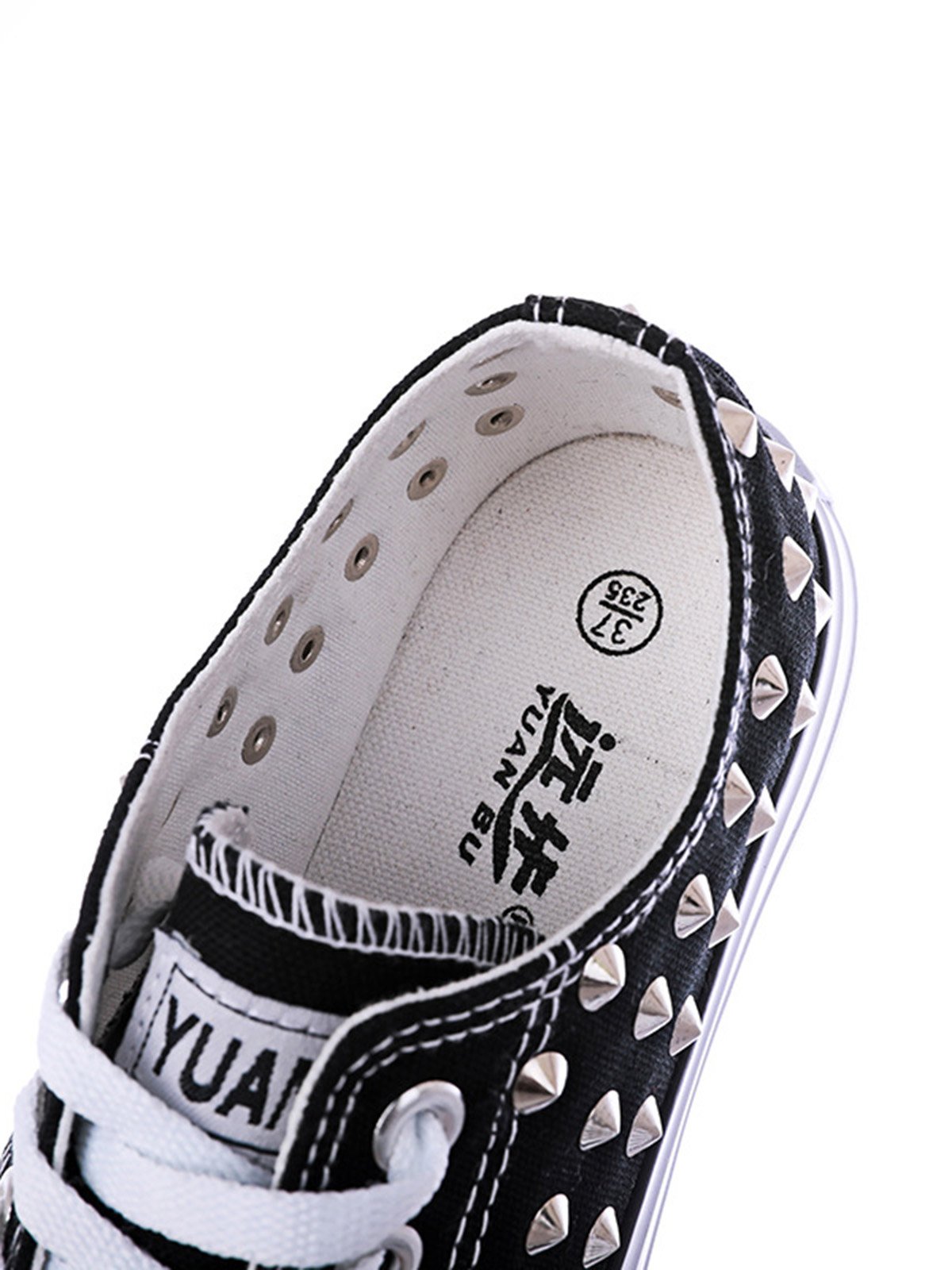 Rhinestone Lace-up Canvas Sneakers