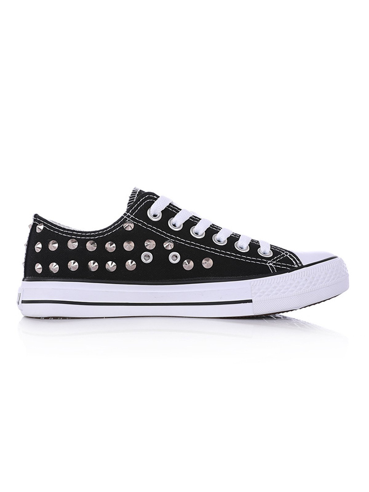 Rhinestone Lace-up Canvas Sneakers