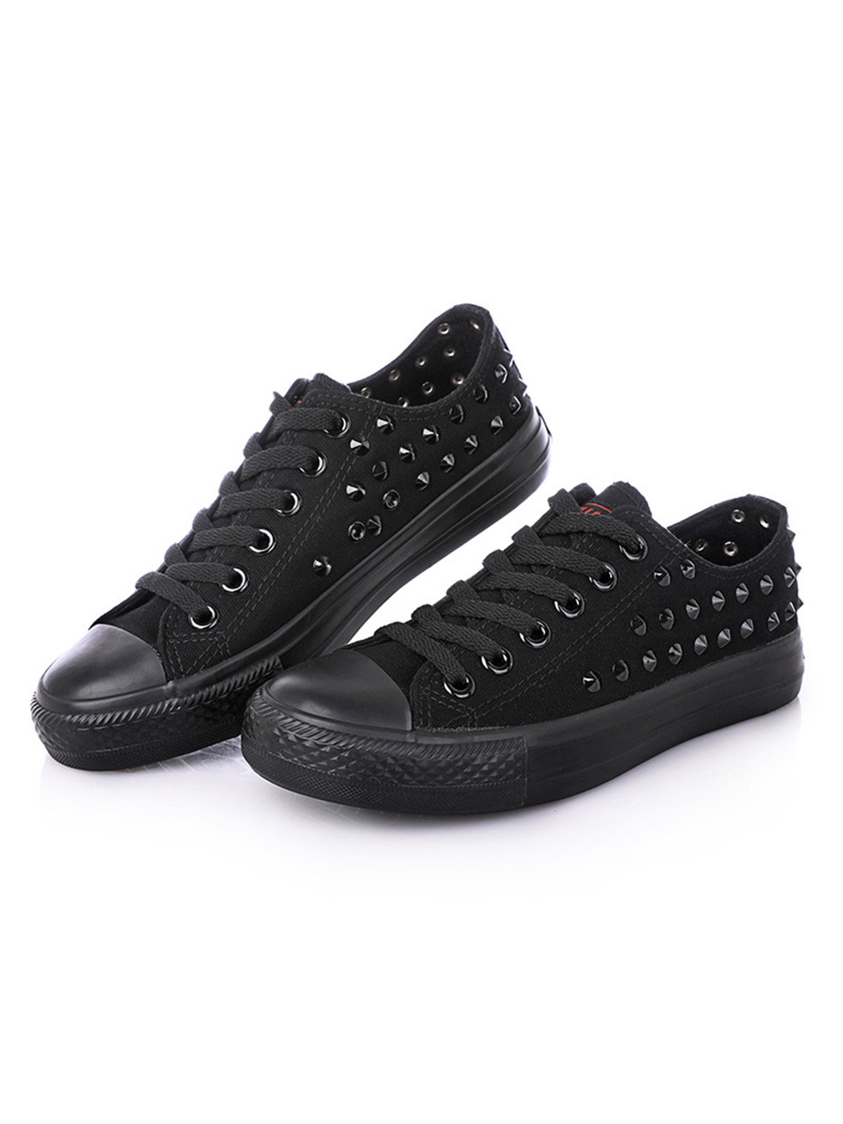 Rhinestone Lace-up Canvas Sneakers