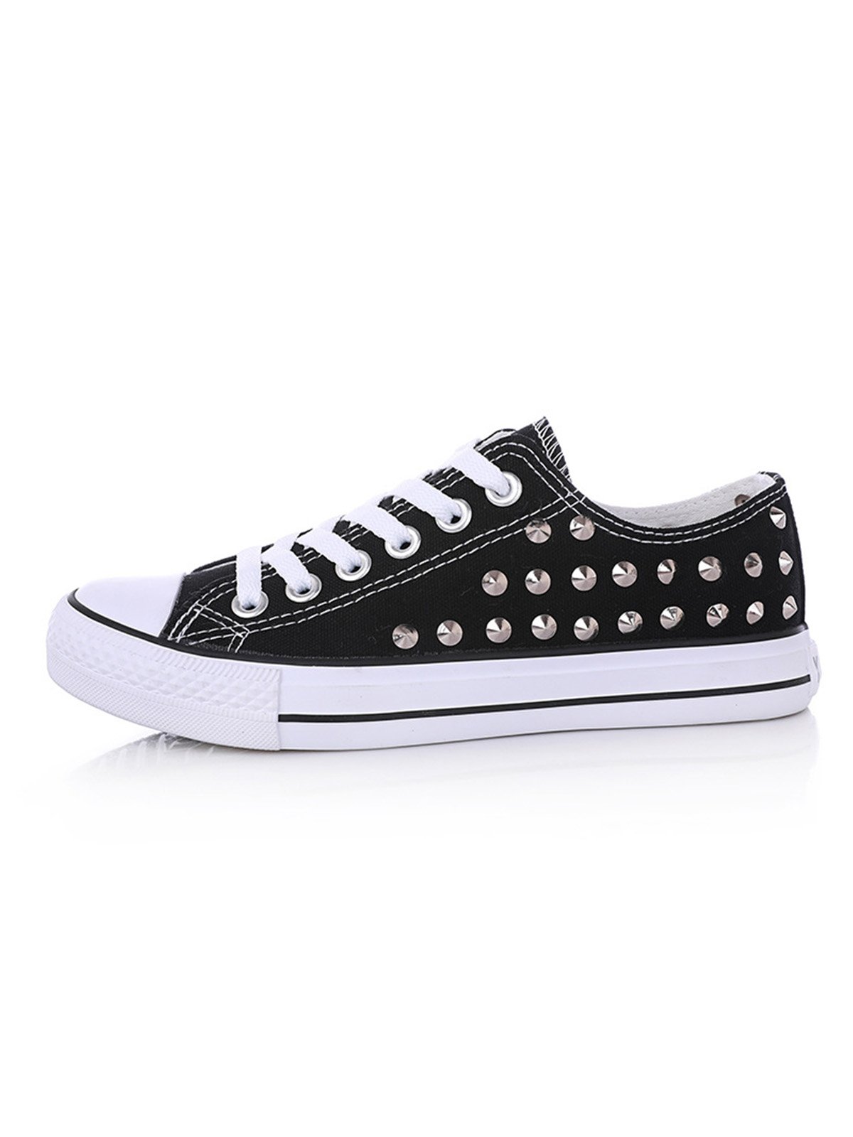 Rhinestone Lace-up Canvas Sneakers