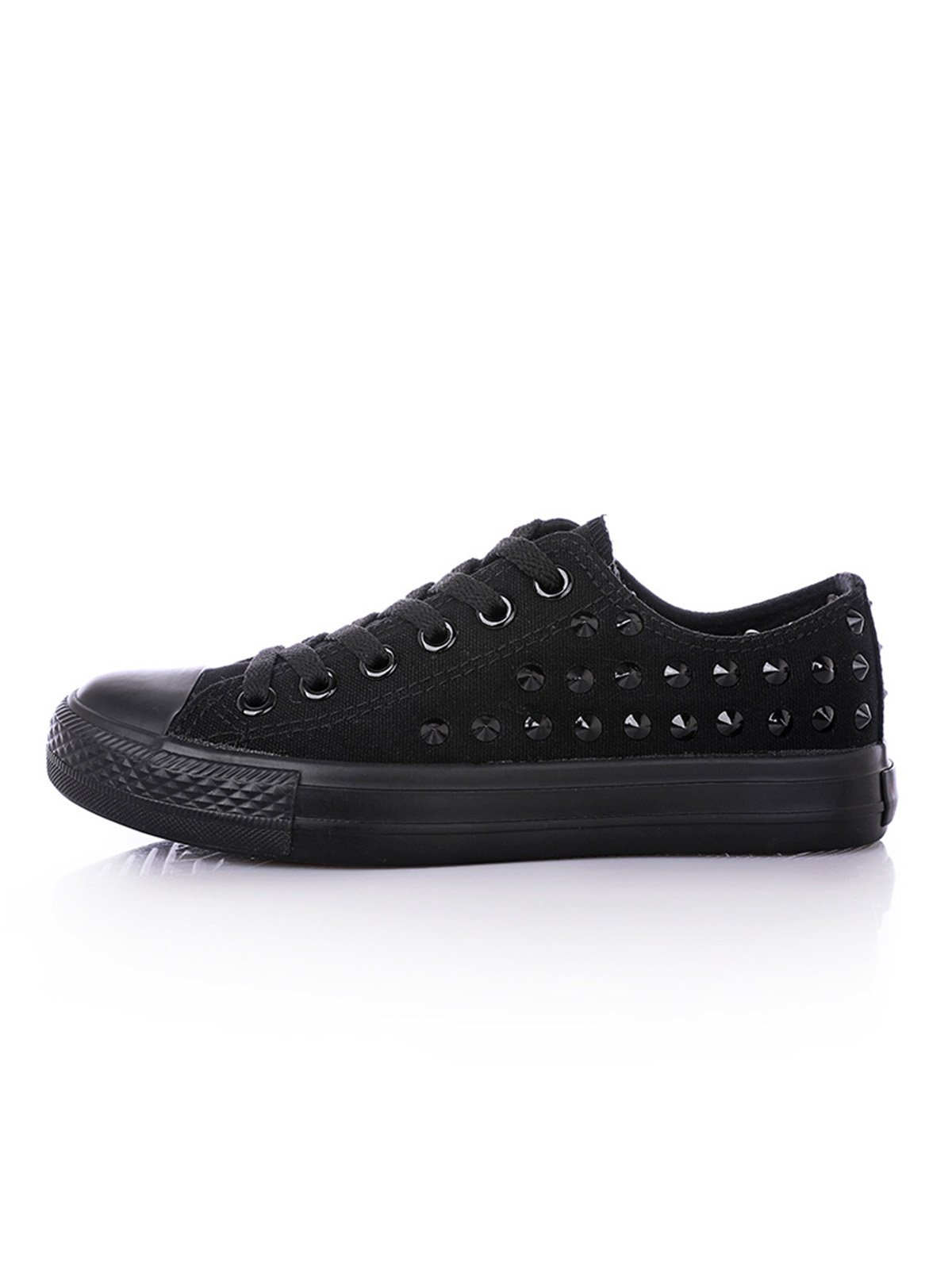 Rhinestone Lace-up Canvas Sneakers