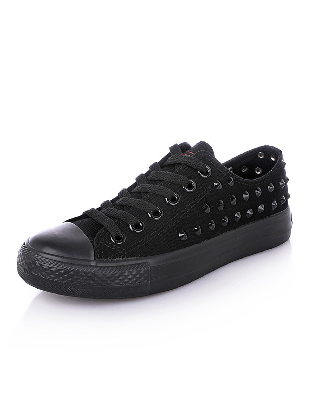 Rhinestone Lace-up Canvas Sneakers