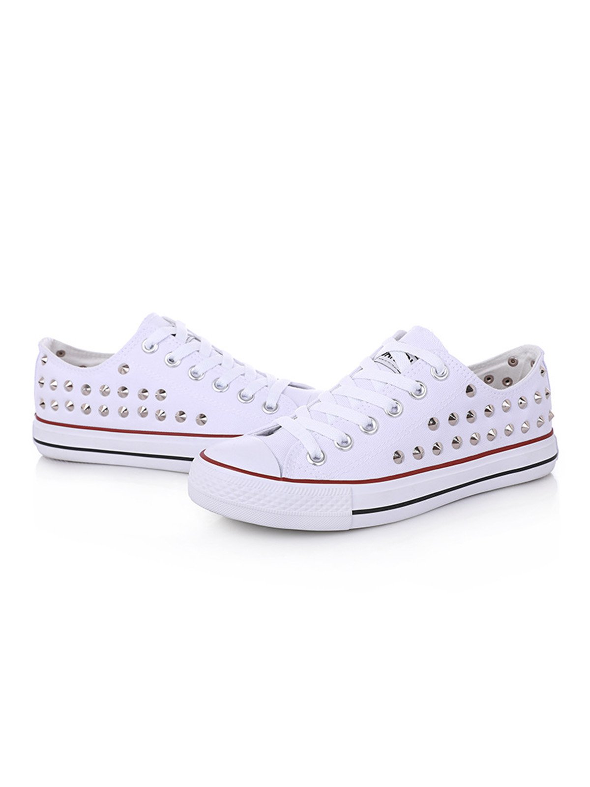 Rhinestone Lace-up Canvas Sneakers