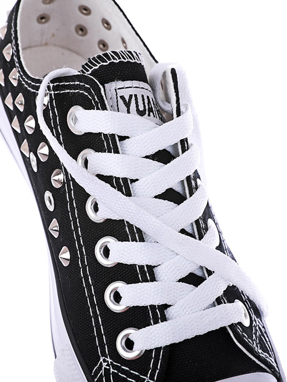 Rhinestone Lace-up Canvas Sneakers