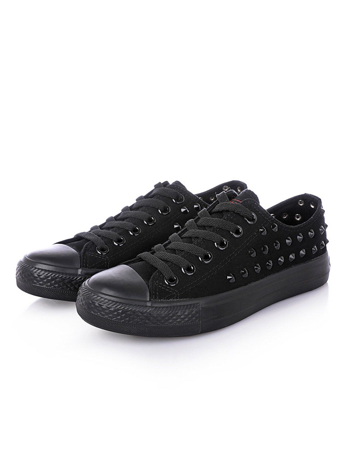 Rhinestone Lace-up Canvas Sneakers