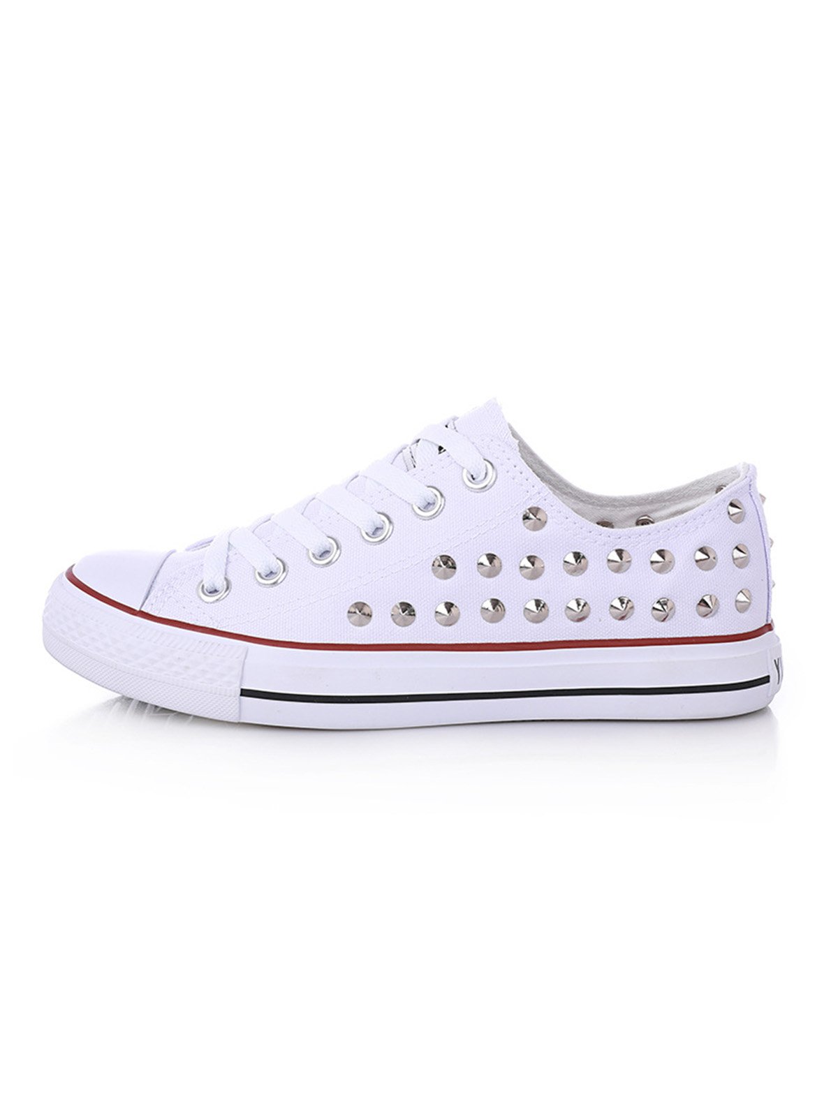 Rhinestone Lace-up Canvas Sneakers