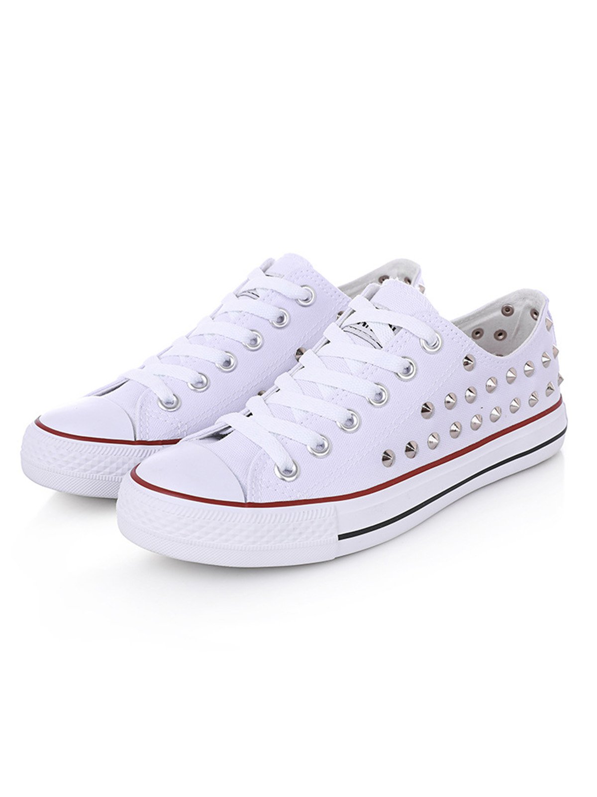 Rhinestone Lace-up Canvas Sneakers
