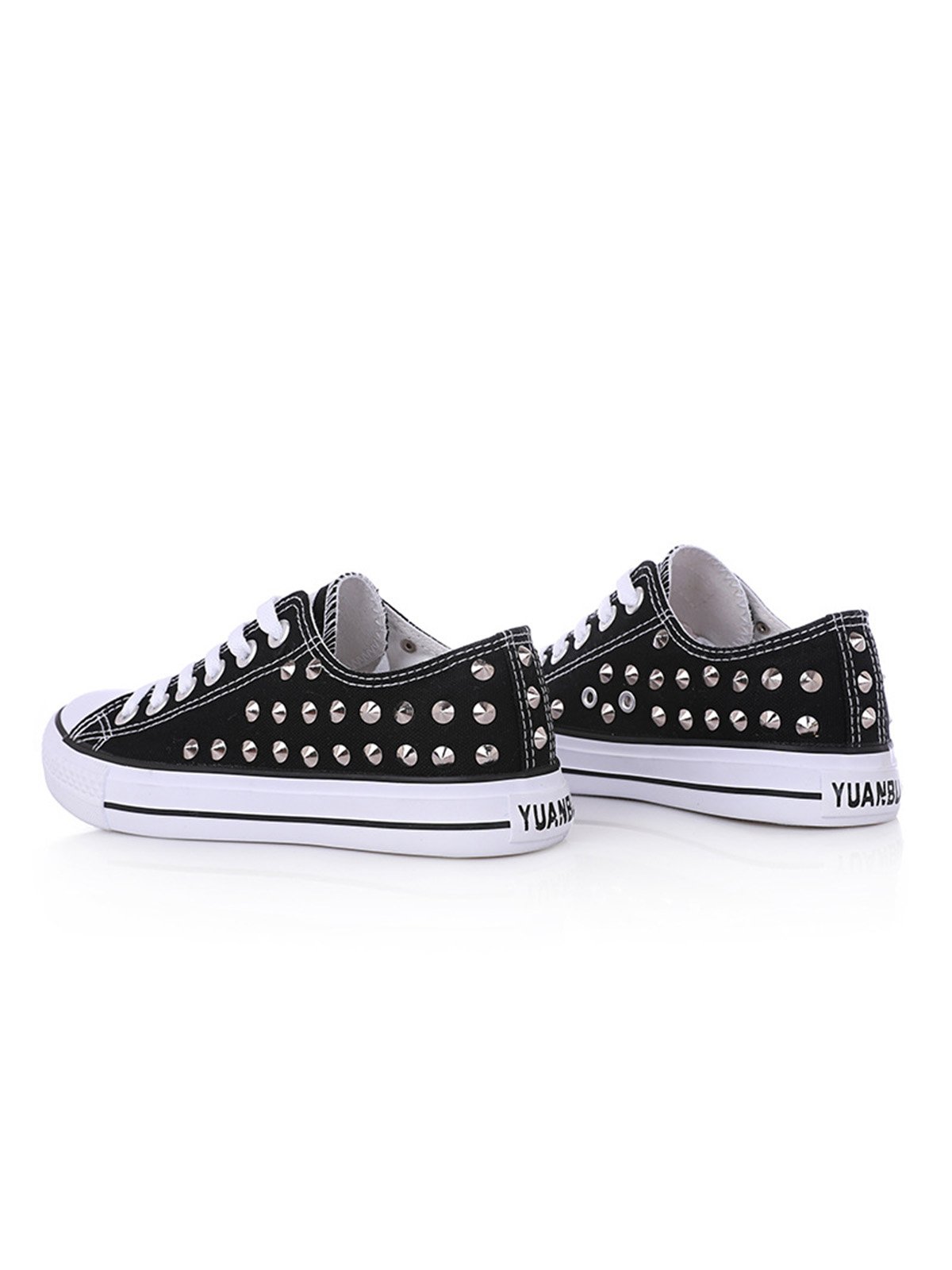 Rhinestone Lace-up Canvas Sneakers