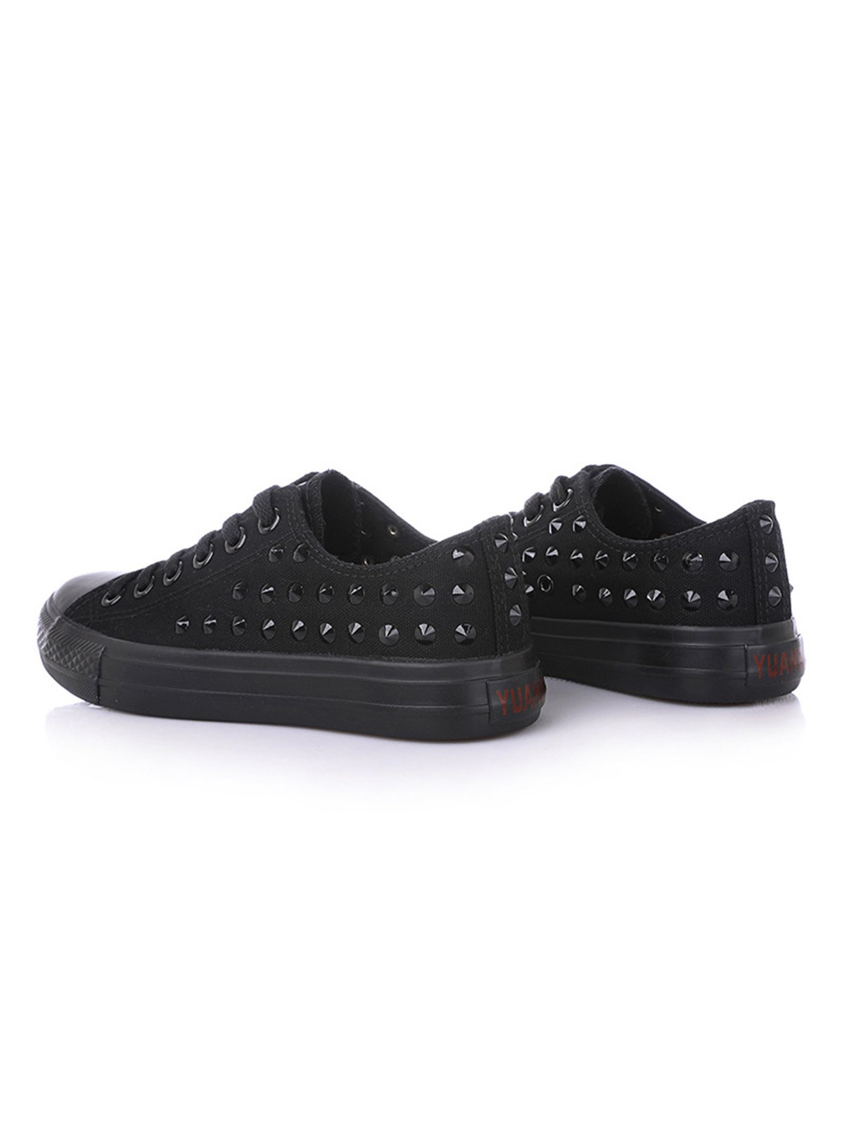 Rhinestone Lace-up Canvas Sneakers