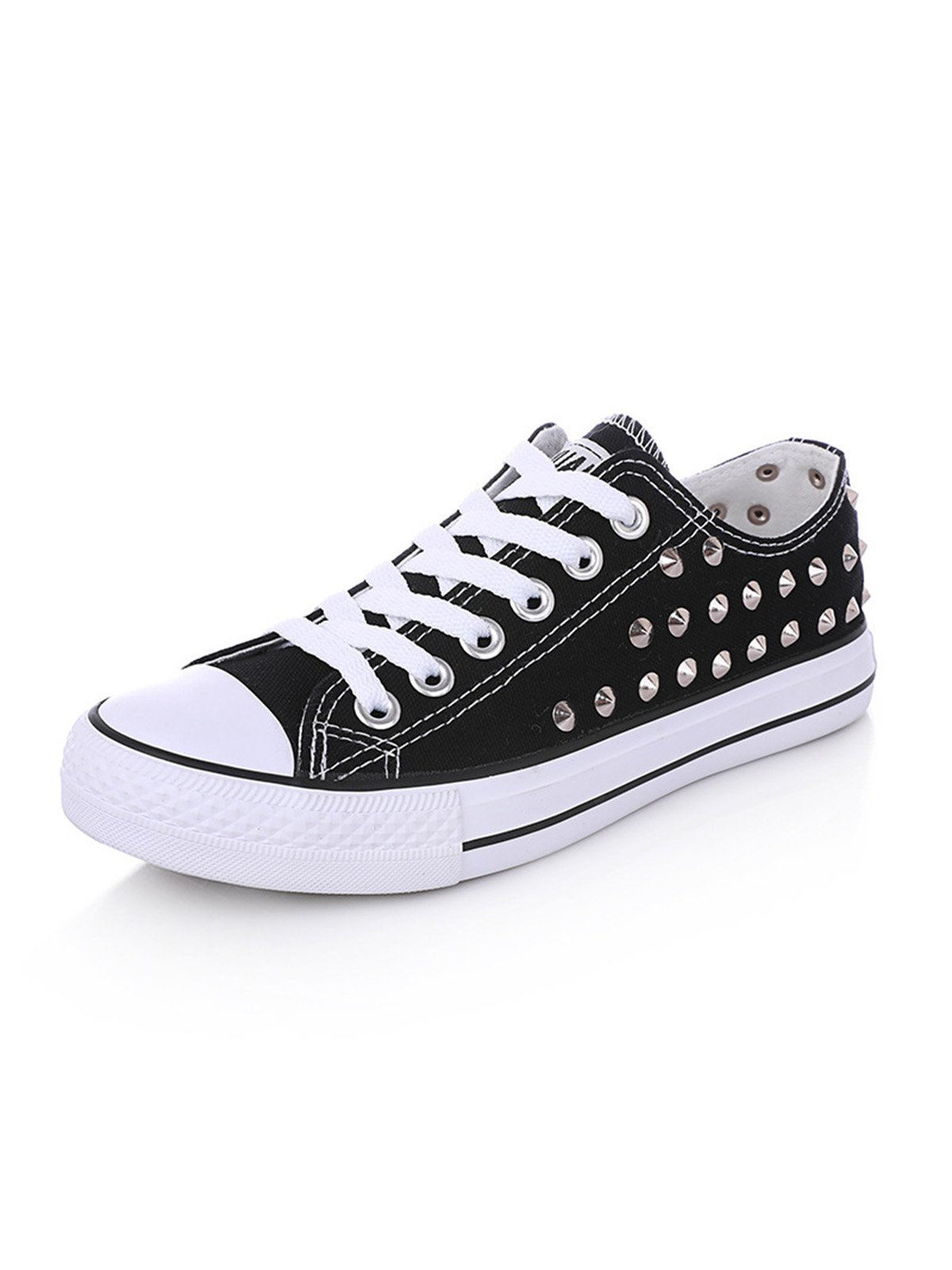 Rhinestone Lace-up Canvas Sneakers