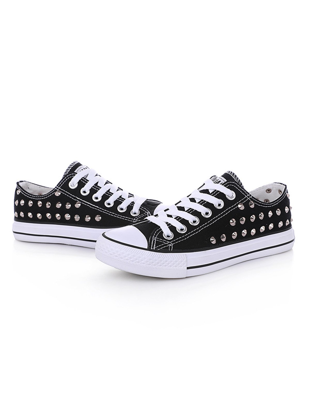 Rhinestone Lace-up Canvas Sneakers