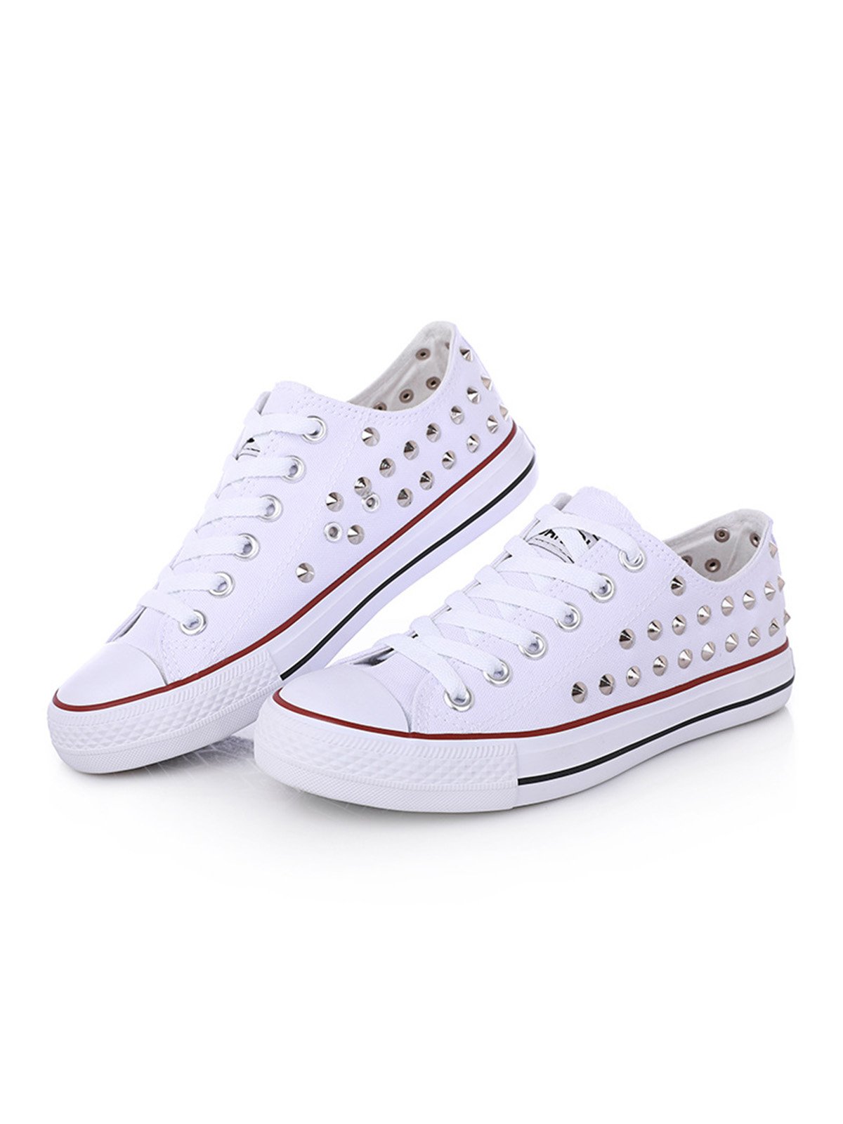 Rhinestone Lace-up Canvas Sneakers