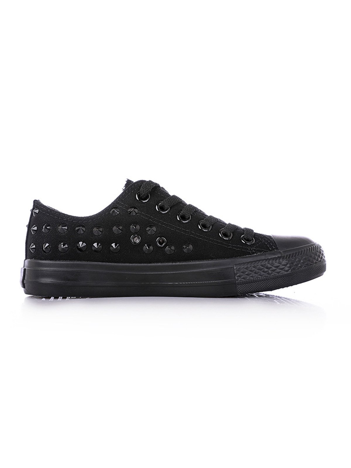 Rhinestone Lace-up Canvas Sneakers