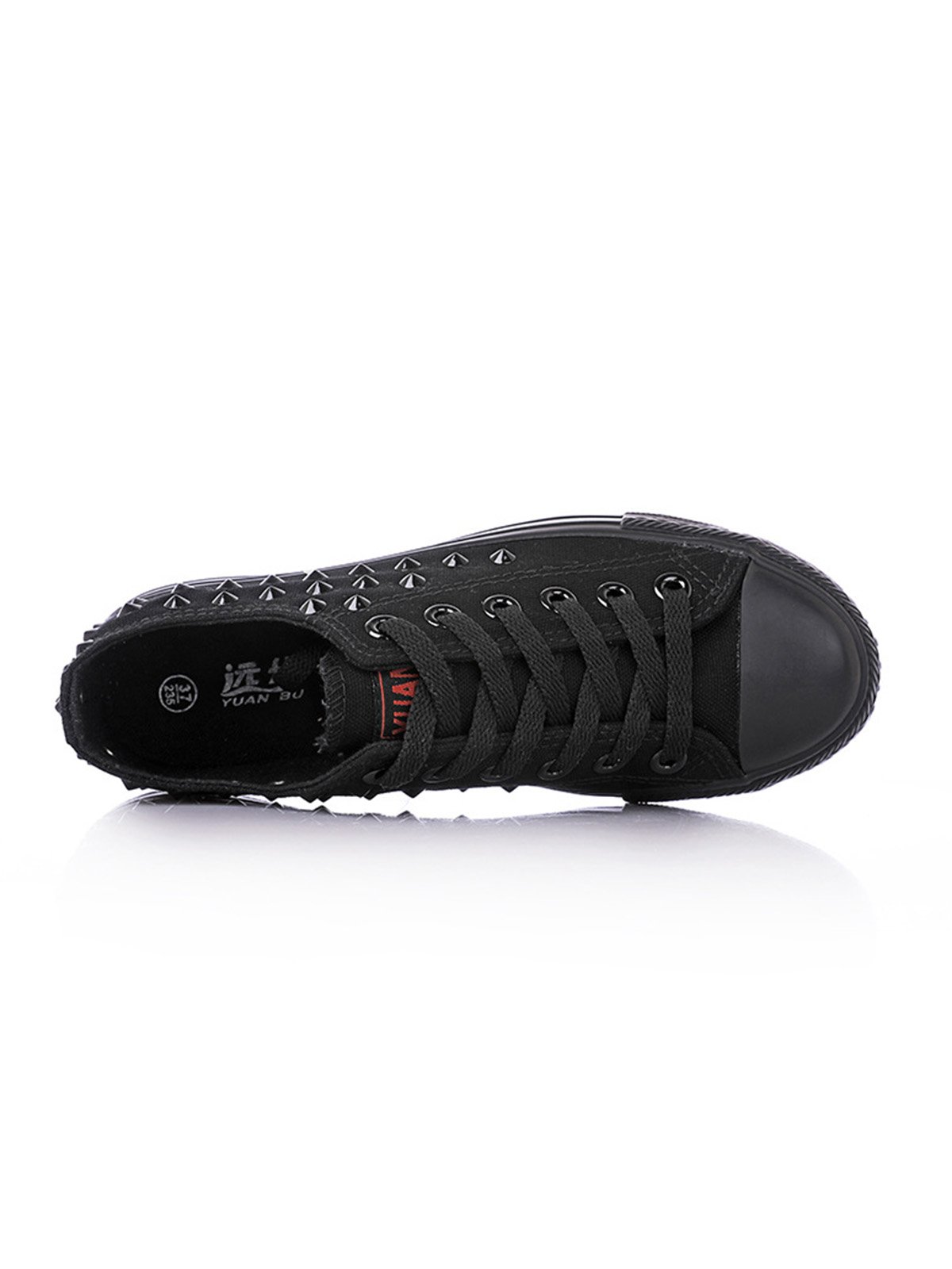 Rhinestone Lace-up Canvas Sneakers