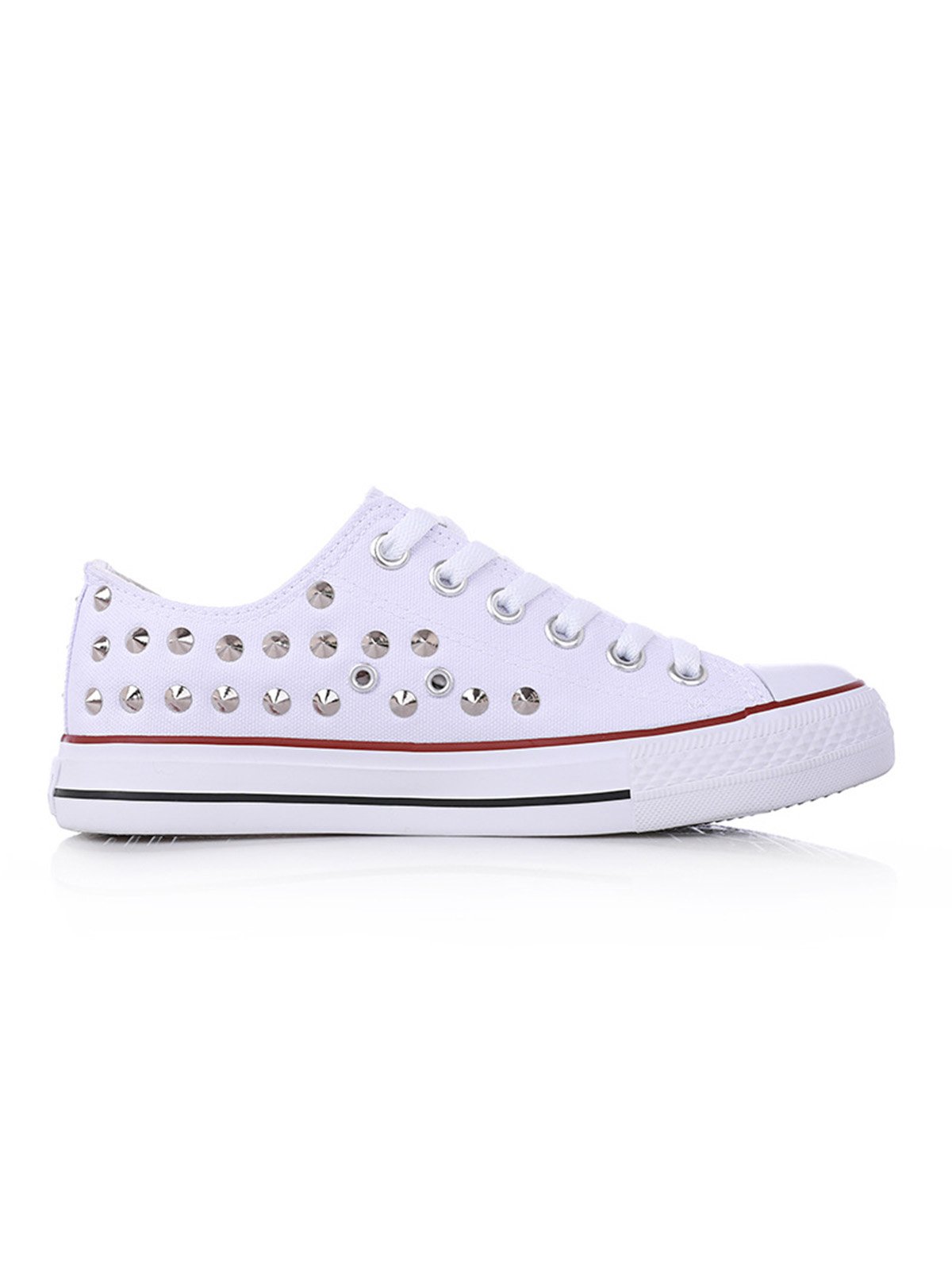 Rhinestone Lace-up Canvas Sneakers