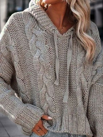 Plain Long Sleeve Hoodie Casual Sweater