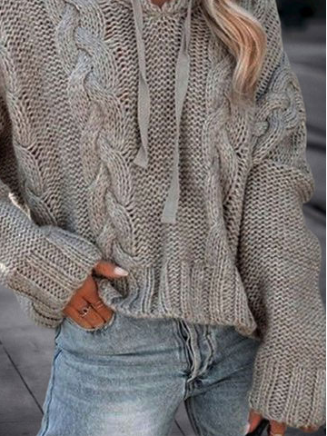 Plain Long Sleeve Hoodie Casual Sweater
