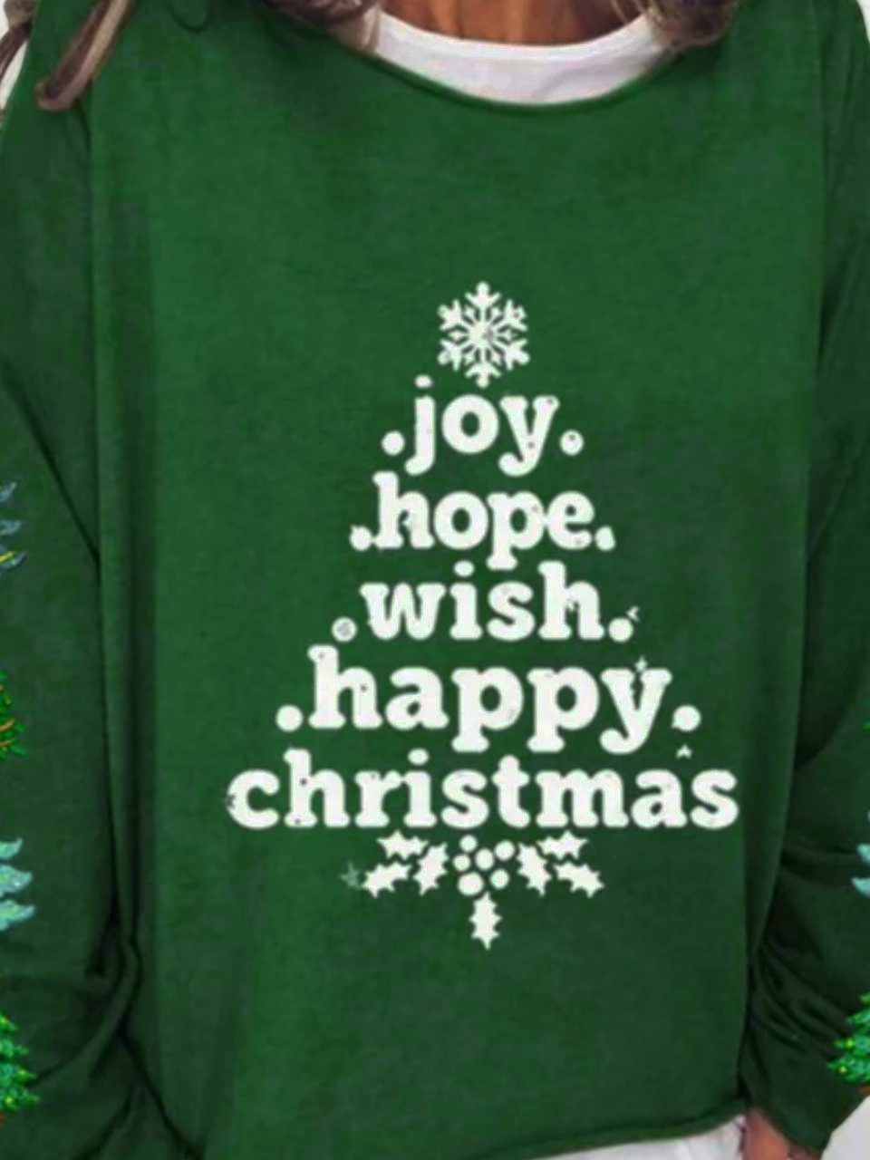 Christmas Long sleeve Jersey Loose Text Letters Casual Sweatshirt