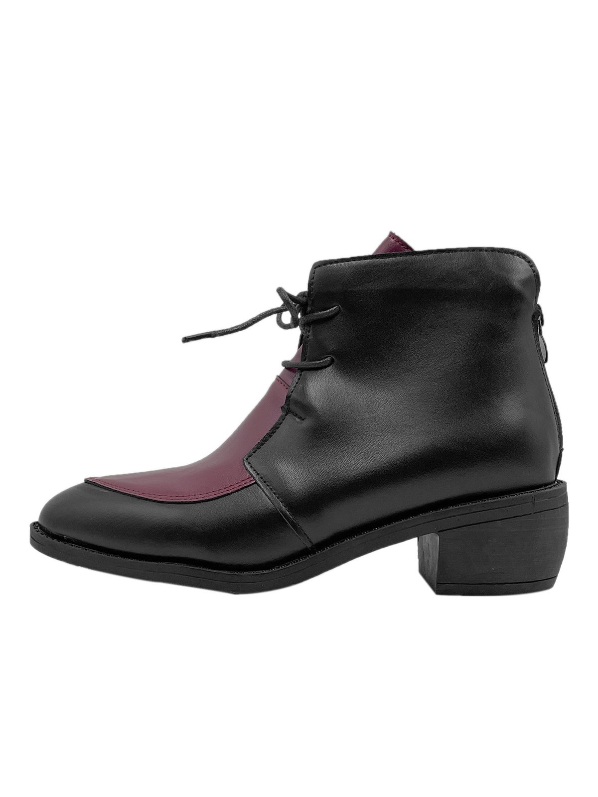 Comfortable Soft Leather Colorblock Lace-Up Pointed Toe Chukkas Booties