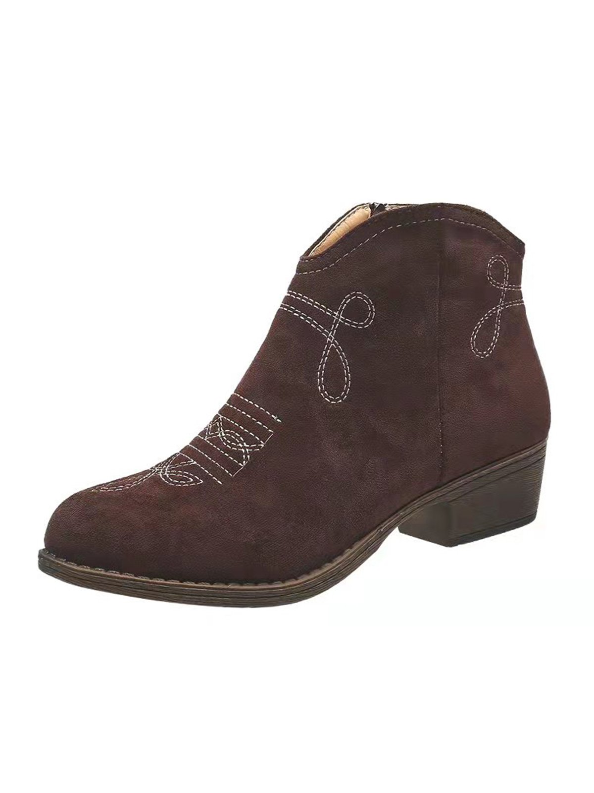 Soft Faux Suede Pointed Toe Chunky Heel Booties