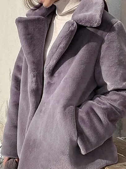 Shawl Collar Casual Teddy Jacket