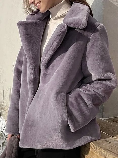 Shawl Collar Casual Teddy Jacket