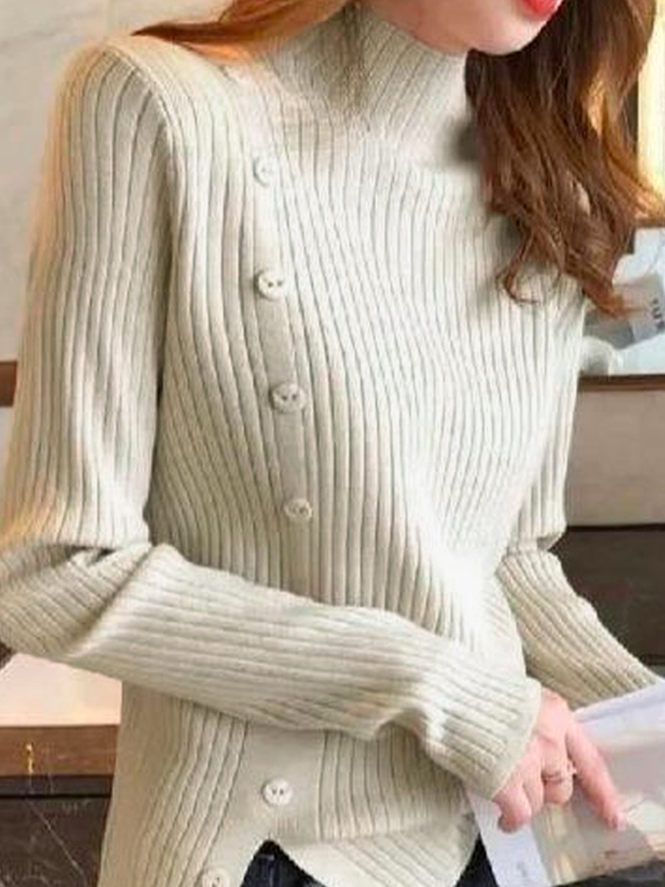 Turtleneck Plain Casual Loose Sweater