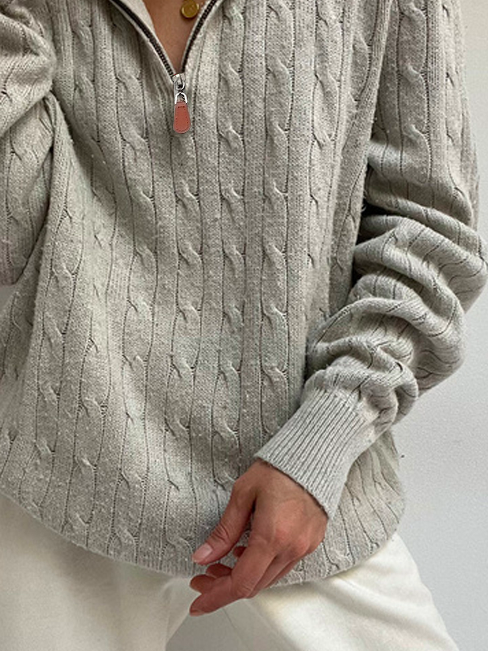 Casual Yarn/Wool Yarn Loose tunic Sweater