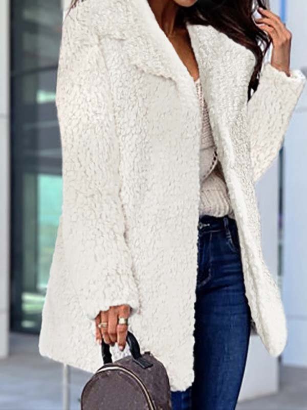 Loose Casual Shawl Collar Teddy Jacket