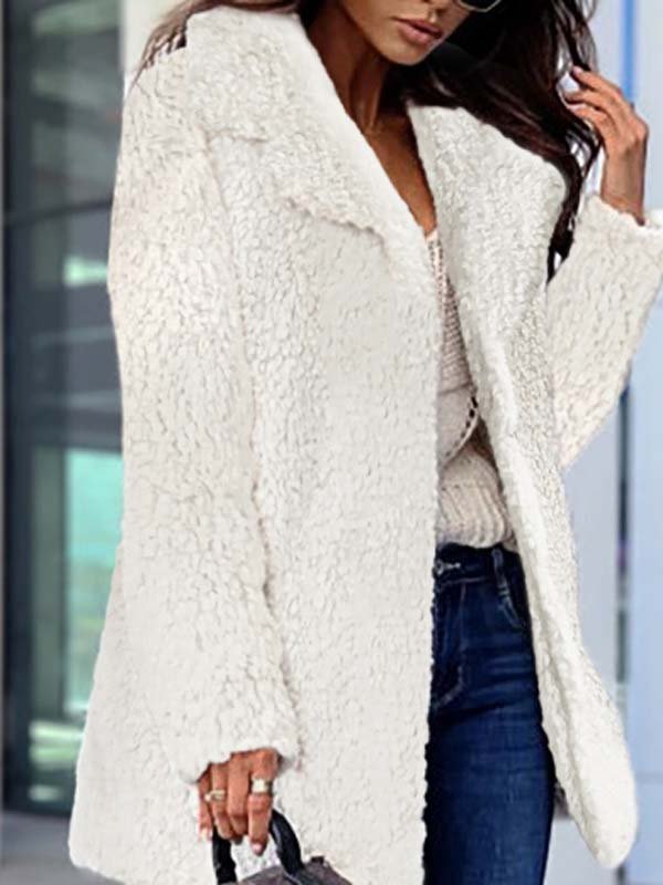Loose Casual Shawl Collar Teddy Jacket