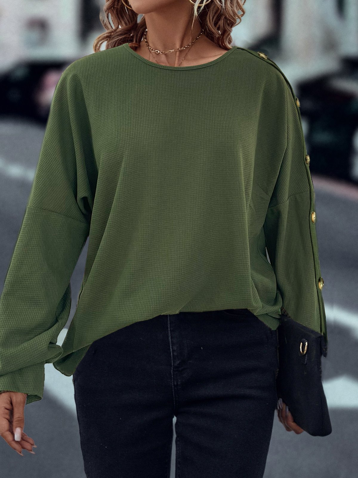 Casual Crew Neck Loose Sweatshirt