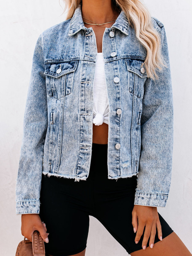 Casual Long sleeve Outwear Denim Jacket