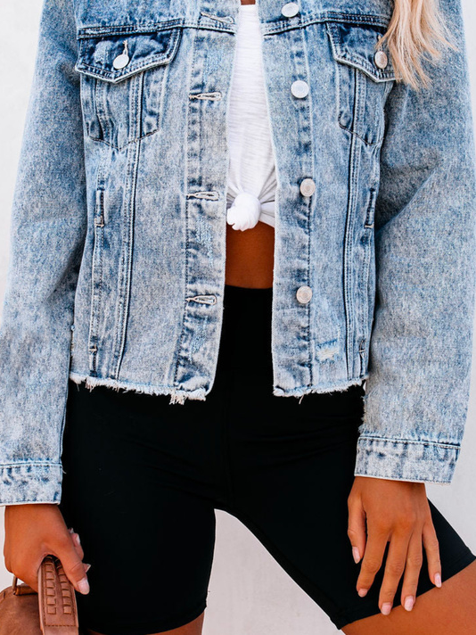Casual Long sleeve Outwear Denim Jacket