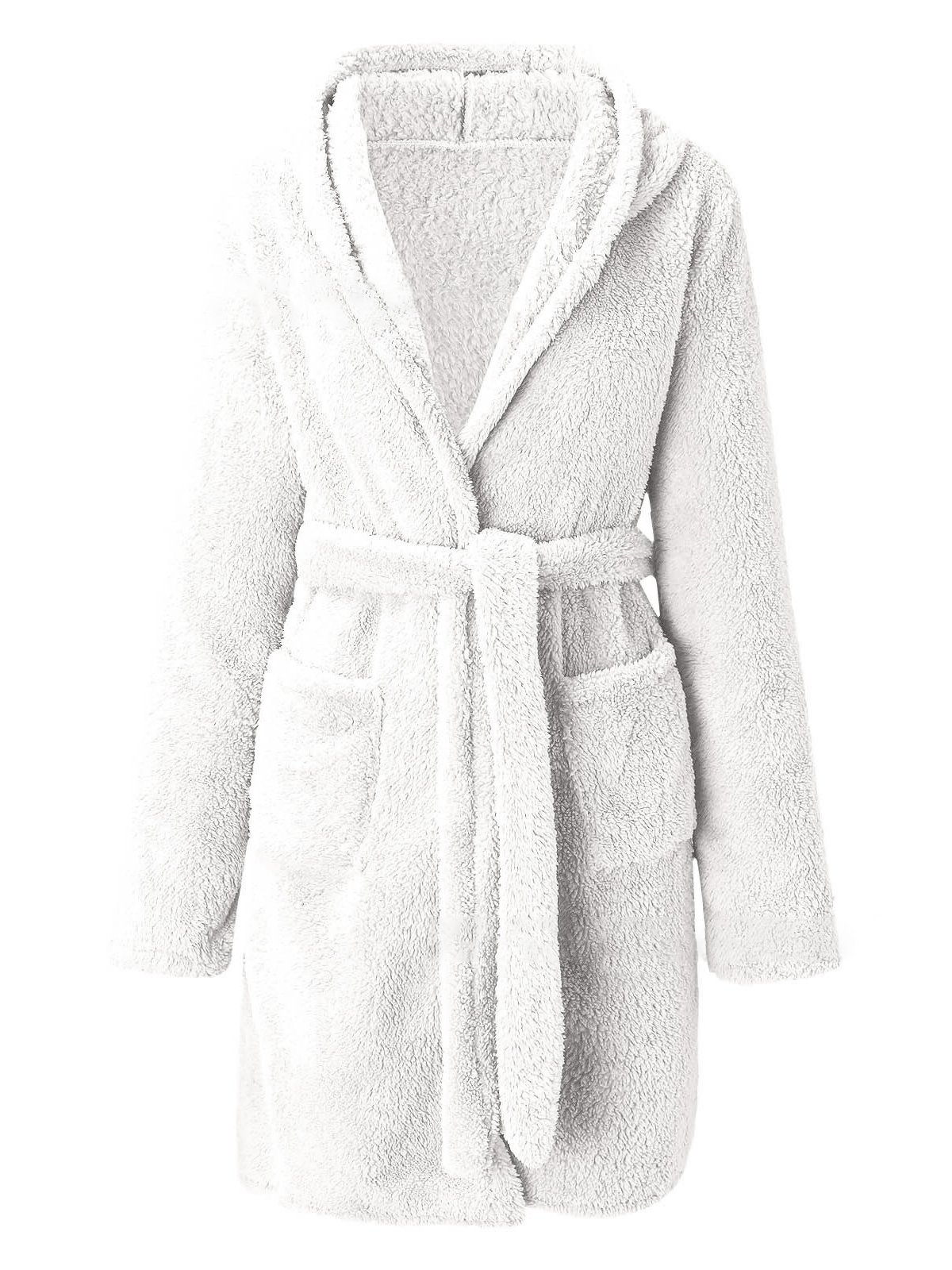 Plush Pajamas Solid Color Hooded Home Clothes Warm Robes Plus Size