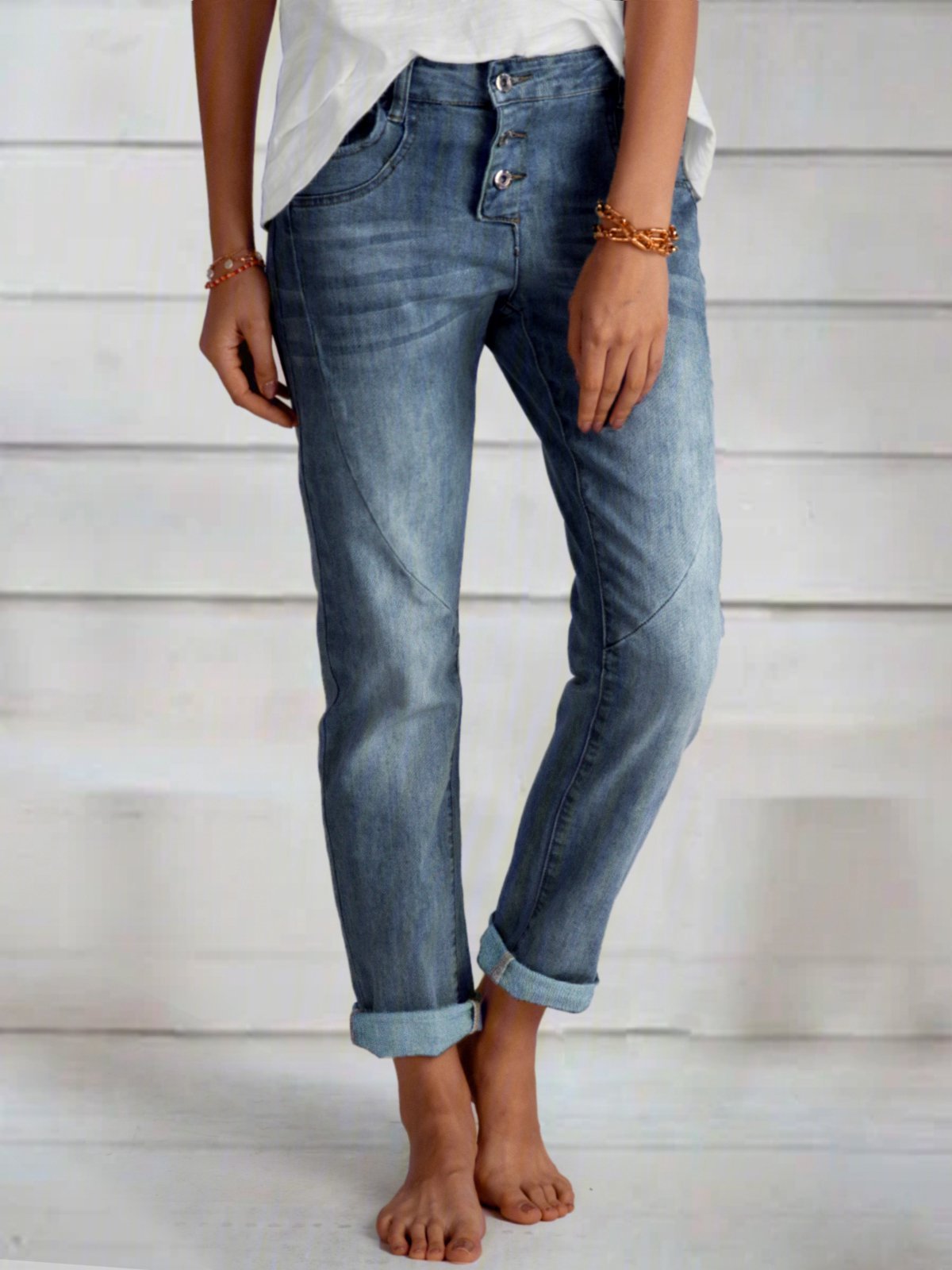Cotton-Blend Casual Denim&jeans