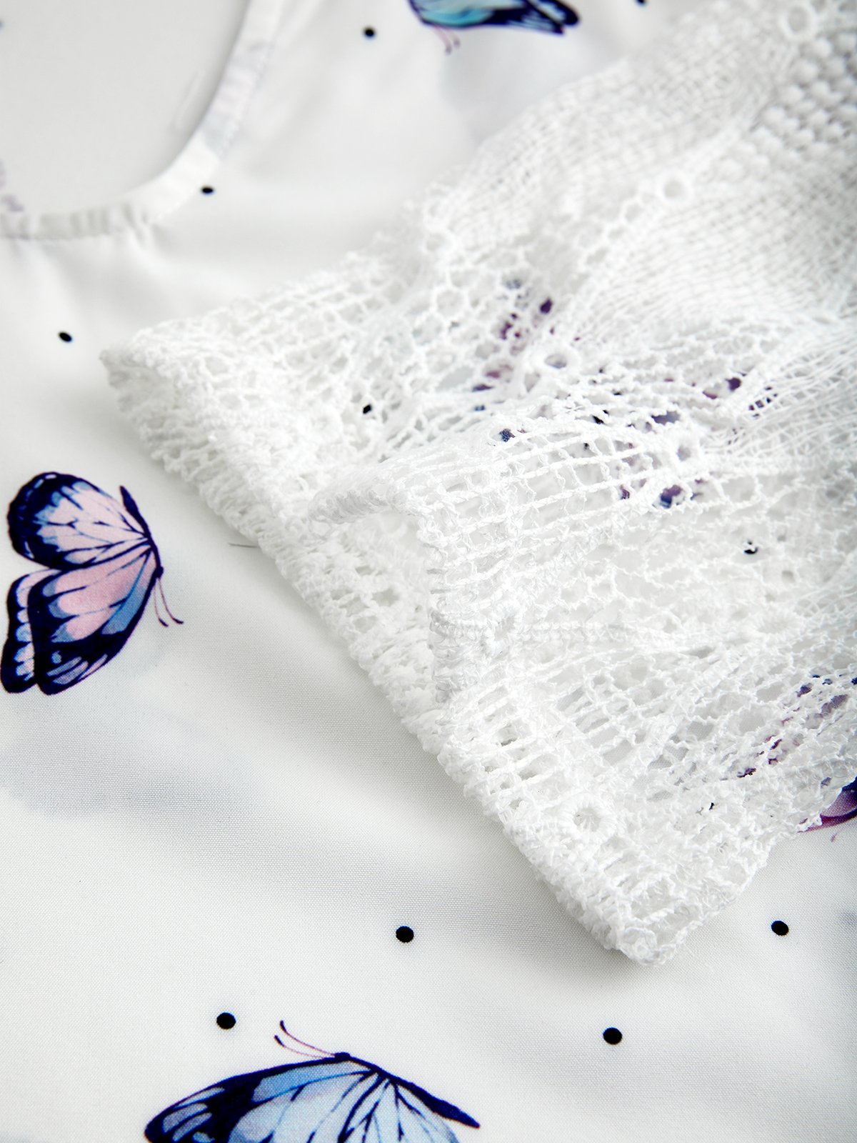 Polyester Fibre Butterfly V Neck Casual Casual Top