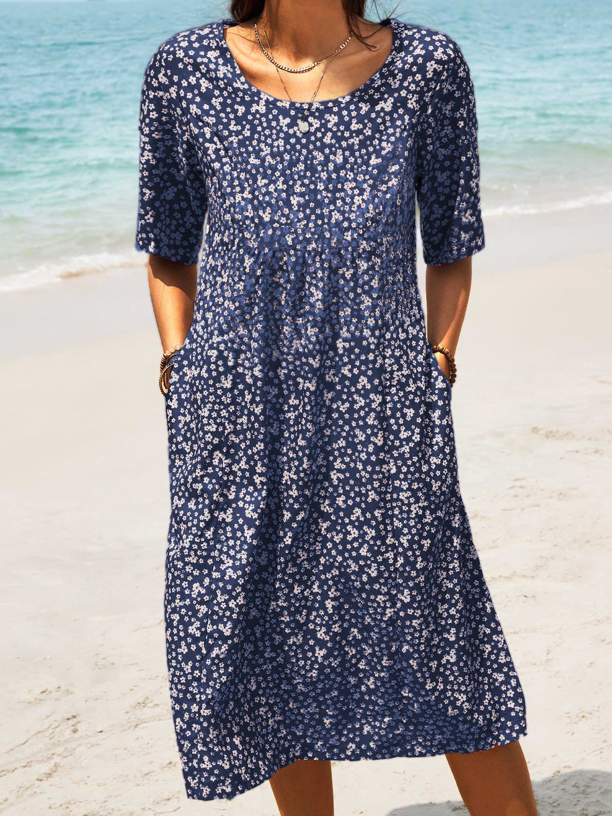 Casual Loose Floral Midi